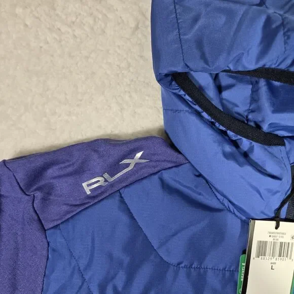 RLX Ralph Lauren Golf Wool Full Zip Hooded Jacket Mens Large Blue Light Purple L - Picture 3 of 6